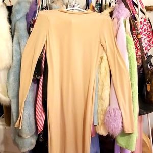 Nude Long Sleeve Midi Dress
